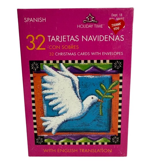 Vintage 32 Spanish Christmas Cards 16 Designs x 2 English Translation Made USA - Picture 3 of 3